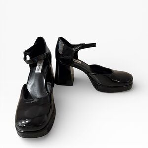 Steve Madden Shiny Black Block Heels